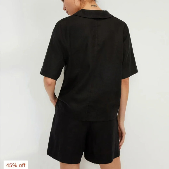 Everlane The Linen Workwear Shirt in black size XXS - Picture 4 of 10